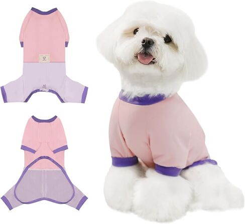 TONY HOBY Dog Pajamas Clothes for Small Dogs, Girl Boy Soft Strechy Summer Puppy Clothes with Adjustable Buckle, Cute 4-Legged Dog Onesie Jammies Outfits Shirts for Recovery(Blue, Small) in Kuwait