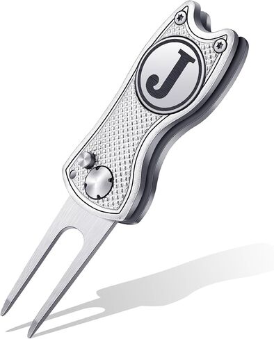 Golf Divot Repair Tool with Letter Monogrammed Initial Golf Ball Marker Foldable Metal Tool with Magnetic Putt Alignment Golf Accessories Golfer Valentine's Day Gifts for Men in Saudi Arabia