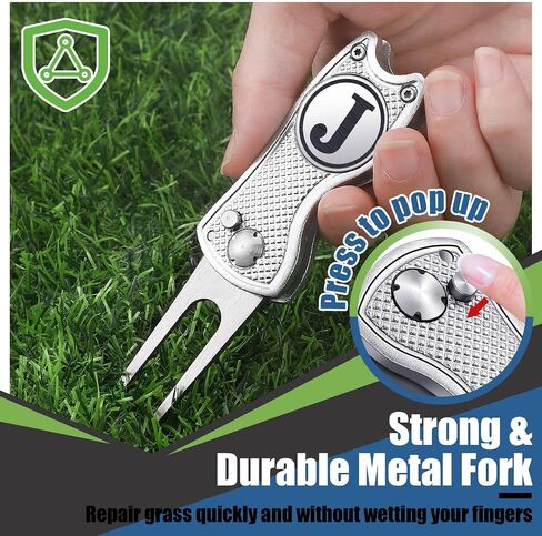 Golf Divot Repair Tool with Letter Monogrammed Initial Golf Ball Marker Foldable Metal Tool with Magnetic Putt Alignment Golf Accessories Golfer Valentine's Day Gifts for Men in Saudi Arabia
