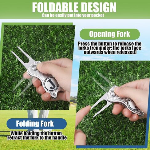 Golf Divot Repair Tool with Letter Monogrammed Initial Golf Ball Marker Foldable Metal Tool with Magnetic Putt Alignment Golf Accessories Golfer Valentine's Day Gifts for Men in Saudi Arabia
