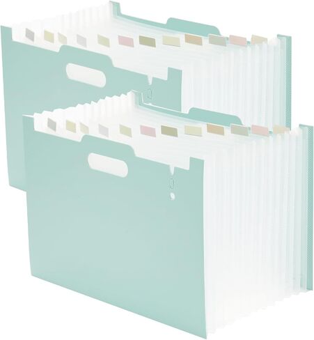2-Piece Accordion Folder Manager, 12 Grid Expansion Pages, Portable Monthly Bill and Receipt Manager That Opens Upright, Colored Labels, School, Home, and Office letterhead Size, Tender Yellow in Kuwait