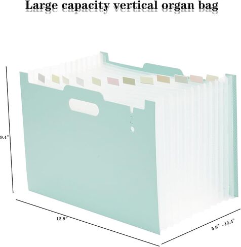2-Piece Accordion Folder Manager, 12 Grid Expansion Pages, Portable Monthly Bill and Receipt Manager That Opens Upright, Colored Labels, School, Home, and Office letterhead Size, Tender Yellow in Kuwait