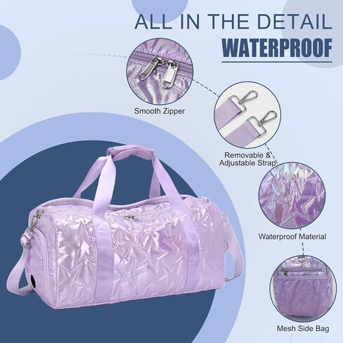 Forestfish Gym Bag With Shoes Compartment, Dance Bag Weekender Bags For Women Overnight Travel Lightweight Waterproof, Gold in Kuwait