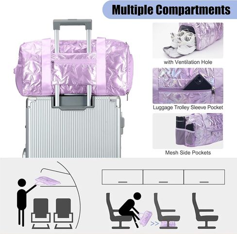 Forestfish Gym Bag With Shoes Compartment, Dance Bag Weekender Bags For Women Overnight Travel Lightweight Waterproof, Gold in Kuwait