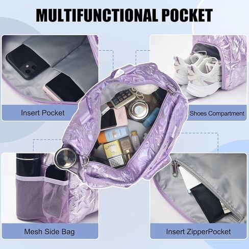 Forestfish Gym Bag With Shoes Compartment, Dance Bag Weekender Bags For Women Overnight Travel Lightweight Waterproof, Gold in Kuwait