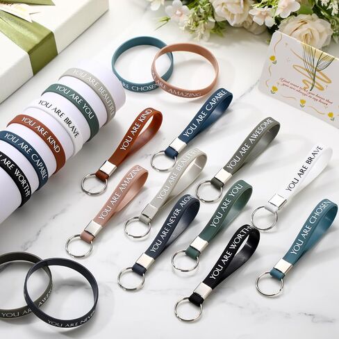 Sratte 240 Pcs Motivational Wristbands Inspirational Keychains Appreciation Gifts for Employee Teacher 911 Dispatcher in Saudi Arabia