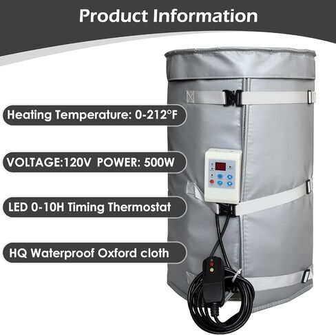 Drum Heater,Industrial Grade/Weather Resistant Drum Heating Blanket,30 Gallon Drum Heater Fixed Thermostat 150℉,Insulated Band Heater Pail Heater Barrel Heater in Saudi Arabia