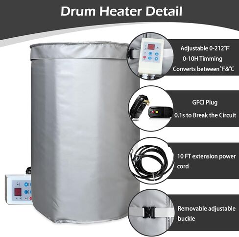 Drum Heater,Industrial Grade/Weather Resistant Drum Heating Blanket,30 Gallon Drum Heater Fixed Thermostat 150℉,Insulated Band Heater Pail Heater Barrel Heater in Saudi Arabia