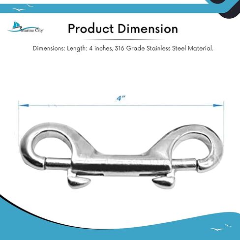 MARINE CITY Heavy Duty Marine Grade 316 Stainless Steel Double End Snap Hook Clip Diving Hook for Ropes – Chains – Straps in Saudi Arabia
