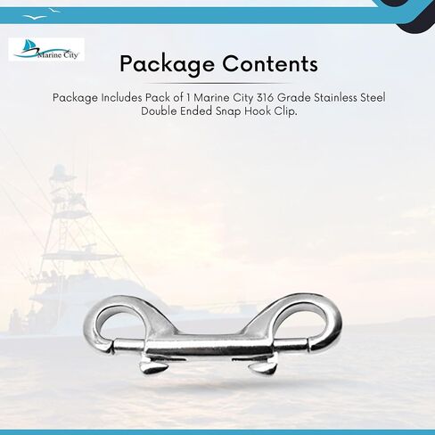 MARINE CITY Heavy Duty Marine Grade 316 Stainless Steel Double End Snap Hook Clip Diving Hook for Ropes – Chains – Straps in Saudi Arabia