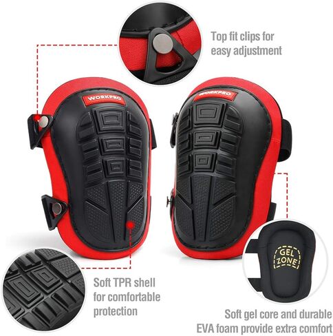WORKPRO Knee Pads for Work, Construction Knee Pads, Safety Kneepads with Ergonomic Gel Cushion and Foam Padding for Gardening, Carpentry, Welding, Roofing, Cleaning in Kuwait