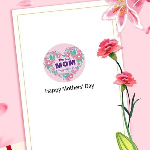KIPETTO Happy Mother's Day Stickers 500Pcs 1.5" Mothers Day Decorations Label Stickers for Mothers Day Gift Bag Decoration Stickers Self Adhesive Flower Stickers Party Favors, 4 Pattern Designs in Kuwait