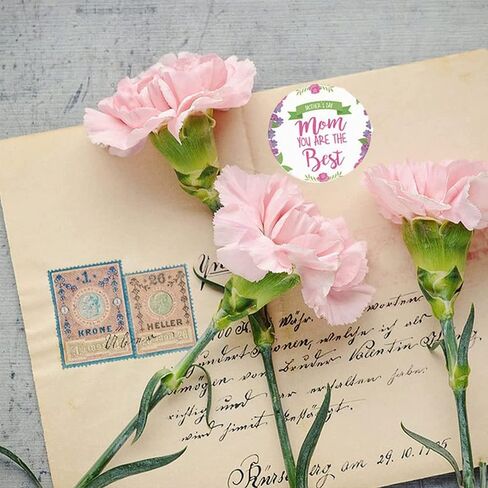 KIPETTO Happy Mother's Day Stickers 500Pcs 1.5" Mothers Day Decorations Label Stickers for Mothers Day Gift Bag Decoration Stickers Self Adhesive Flower Stickers Party Favors, 4 Pattern Designs in Kuwait