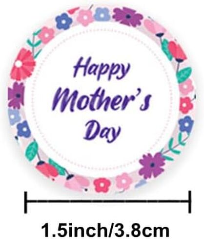 KIPETTO Happy Mother's Day Stickers 500Pcs 1.5" Mothers Day Decorations Label Stickers for Mothers Day Gift Bag Decoration Stickers Self Adhesive Flower Stickers Party Favors, 4 Pattern Designs in Kuwait