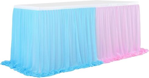 Besutolife White Table Skirt Tutu Tulle Table Skirts for Baby Shower Wedding Birthday Parties Table Skirting 14ft in Kuwait