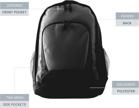 Augusta Sportswear Ripstop Backpack, One Size, Black/Black in Kuwait