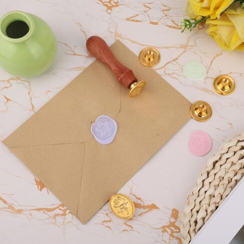 Wax Seal Stamp Kit, 12 Vintage Zinc Alloy Wax Stamp Heads and 1 Wooden Handle for Invitation Cards Envelopes Gift Decoration DIY Craft Supplies (Style 1) in Saudi Arabia