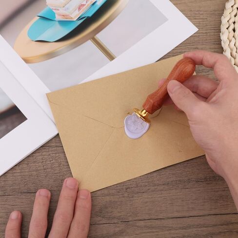 Wax Seal Stamp Kit, 12 Vintage Zinc Alloy Wax Stamp Heads and 1 Wooden Handle for Invitation Cards Envelopes Gift Decoration DIY Craft Supplies (Style 1) in Saudi Arabia