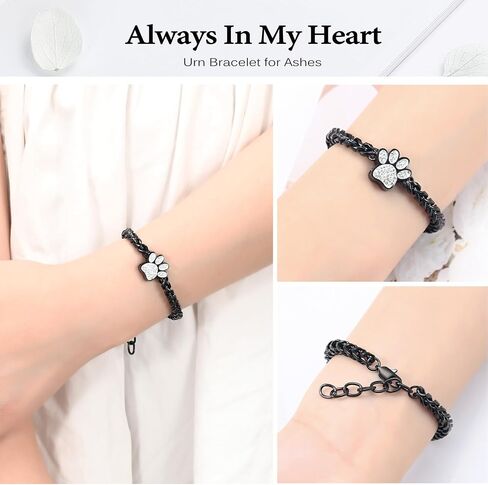 zeqingjw Urn Bracelet for Pets Ashes Pet Cremation Jewelry Stainless Steel Paw Print Pet Memorial Bracelet Pet/Dog's/Cat's Ashes Keepsake for Women Men in Kuwait
