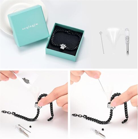zeqingjw Urn Bracelet for Pets Ashes Pet Cremation Jewelry Stainless Steel Paw Print Pet Memorial Bracelet Pet/Dog's/Cat's Ashes Keepsake for Women Men in Kuwait