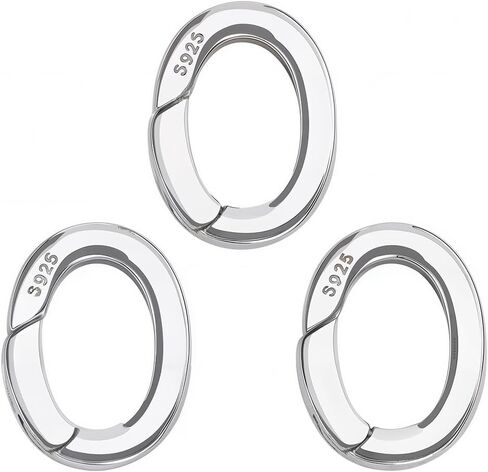 SUNNYCLUE 1 Box 3Pcs 15mm Spring O Ring Clip 925 Sterling Silver Spring Oval Rings Bulk Metal Carabiner Clip Clasps Purse Trigger Snap Hooks Gate Rings for Jewelry Making Keyring Bags Diy Craft Supply in Kuwait