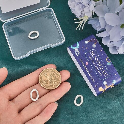 SUNNYCLUE 1 Box 3Pcs 15mm Spring O Ring Clip 925 Sterling Silver Spring Oval Rings Bulk Metal Carabiner Clip Clasps Purse Trigger Snap Hooks Gate Rings for Jewelry Making Keyring Bags Diy Craft Supply in Kuwait