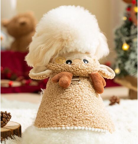ANIAC Dog Christmas Cape Coat with D-Ring Cat Santa Costume with Xmas Tree Hat Newyear Dogs Outfit Warm Puppy Clothes for Small Dog Holiday Pet Cloak for Cat (Green, Large) in Saudi Arabia