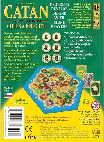 CATAN Cities & Knights 5-6 Player Board Game Extension (6th Edition) Add More Players, Strategy Game for Kids & Adults, Ages 12+, 3-6 Players, 90-120 Minute Playtime, Made by Catan Studio in Saudi Arabia