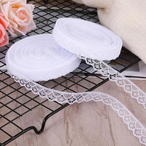 simarro 2PCS White Lace Ribbon Roll, Fabric Vintage Pattern Roll Ribbons Lace Trim Sewing Crafts Lace for Gift DIY Wrapping Dress Decoration Wedding(30 Yards) in Saudi Arabia