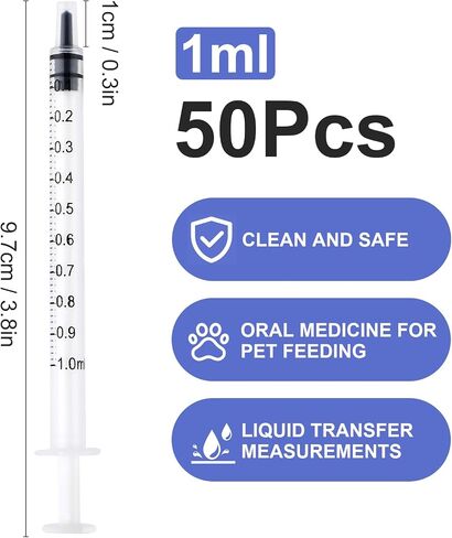 100PCS 1ml 1cc Syringes Without Needles for liquid,Plastic Small Syringes,Oral Syringe for Measuring Liquids,Feeding Pets,Oil or Glue Applicator in Saudi Arabia