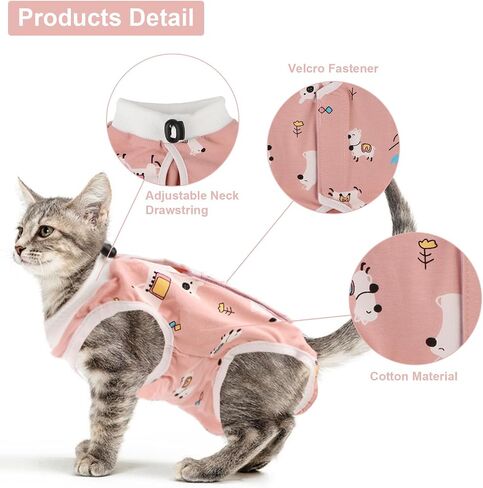 2PCS Cat Recovery Suit - Breathable Cat Surgical Recovery Suit, Onesie for Cats After Surgery Recovery, Alternative Cone of Shame Abdominal Wound Skin Wear Protection (Light Blue+Light Purple, M) in Kuwait