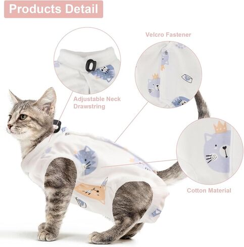 2PCS Cat Recovery Suit - Breathable Cat Surgical Recovery Suit, Onesie for Cats After Surgery Recovery, Alternative Cone of Shame Abdominal Wound Skin Wear Protection (Light Blue+Light Purple, M) in Kuwait