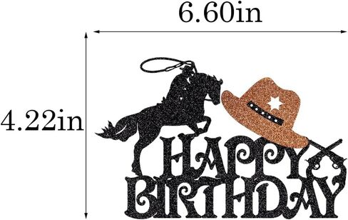 Cowboy Cake Topper Western Birthday Cake Decorations，Glitter Cowboy Theme Happy Birthday Party Decoration，Baby Shower，Boy Girl Birthday Party Decoration Supplies in Saudi Arabia