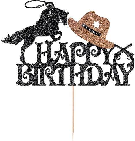 Cowboy Cake Topper Western Birthday Cake Decorations，Glitter Cowboy Theme Happy Birthday Party Decoration，Baby Shower，Boy Girl Birthday Party Decoration Supplies in Saudi Arabia