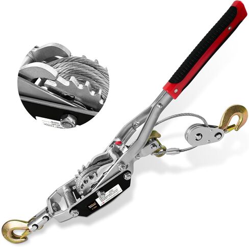 Come Along Winch 2T,Pulling Capacity 12 FT Steel Cable 2 Hooks,Heavy Duty Come Along Tool with Dual Gears,Heavy Duty Hoist Cable Puller for Vehicle Rescue in Saudi Arabia