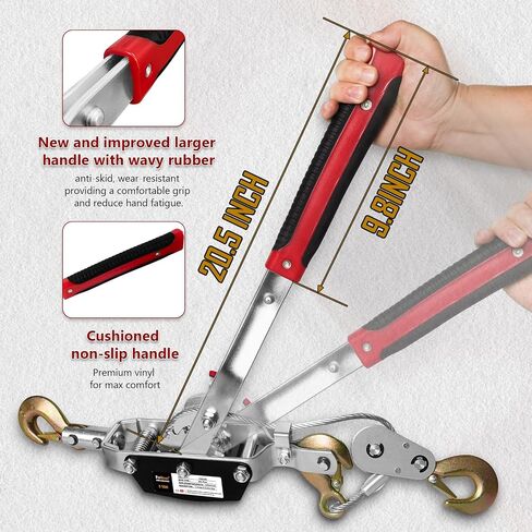 Come Along Winch 2T,Pulling Capacity 12 FT Steel Cable 2 Hooks,Heavy Duty Come Along Tool with Dual Gears,Heavy Duty Hoist Cable Puller for Vehicle Rescue in Saudi Arabia