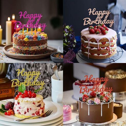 BEISHIDA 1 Pack Happy Birthday Cake Topper Blue Glitter Cake Decoration 15th 16th 18th 30th Birthday Cake Decoration for men women Party Supplies in Kuwait