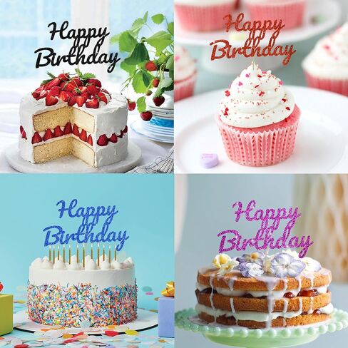 BEISHIDA 1 Pack Happy Birthday Cake Topper Blue Glitter Cake Decoration 15th 16th 18th 30th Birthday Cake Decoration for men women Party Supplies in Kuwait