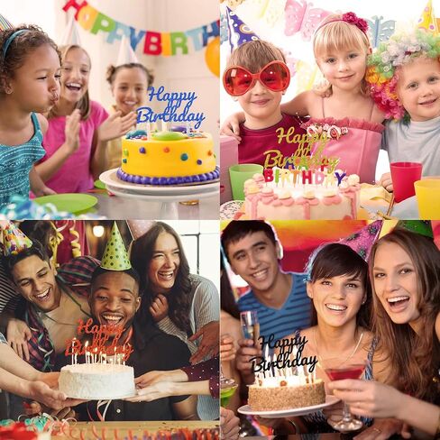 BEISHIDA 1 Pack Happy Birthday Cake Topper Blue Glitter Cake Decoration 15th 16th 18th 30th Birthday Cake Decoration for men women Party Supplies in Kuwait