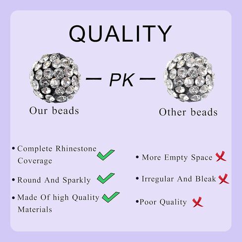 100Pcs 10mm Rhinestone Beads for Jewelry Making, Shiny Round Shamballa Disco Beads Bling Sparkle Rhinestone Clay Beads for DIY Necklace Bracelet Earring Jewelry Making (Black Crystal) in Saudi Arabia