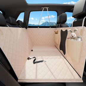 Waterproof Dog Car Seat Cover for Back Seat, Heavy Duty Back Seat Extender for Dogs with Hard Bottom, Non-Slip & Scratchproof Dog Hammock for car, SUV, Truck