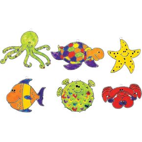 Fun Express Animal Paint Your Own Suncatchers - Crafts for Kids and Fun Home Activities (Fish) - VBS Vacation Bible School Supplies/Decor