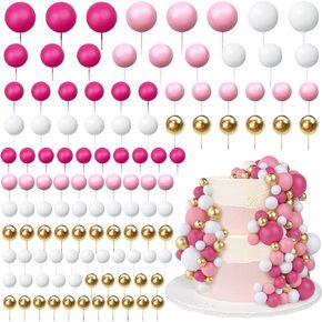 113 PCS 5 اختيارات كعكة ملونة - كرات على شكل كرات أعلى كرات لؤلؤة كب كيك إدراج أعلى