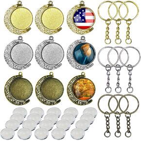 36 PCS مجموعة صواني قلادة ، Seasonsky 25 مم 9 PCS ROON ROTITION SIDE DOUBLE ROUND FLAZEL FENDANT SHAYS ، 18 PCS GLASS DOME TILE