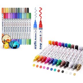 TFIVE 24 TIP DUAL TIP علامة الطلاء الاكريليك و 12 علامة طلاء مقاومة للماء على الزيت