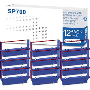 SP700 متصل ببديل حبر حبر أسود وأحمر للنجمة SP-700 SP700 RC700 SP700BR RC700BR SP712 SP712R SP717 SP742R SP747 SP740 PRINTER RIBBON (Black/Red 12 pack)