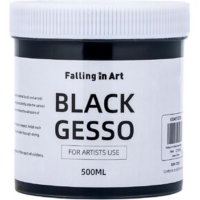 الوقوع في فن Gesso الأسود الأسود للطلاء الأكريليكي ، التمهيدي الاكريليك gesso لدهانات الزيت ، 16.9 أوقية من القماش غير سامة الجيش gesso surface medium
