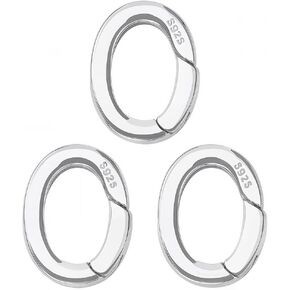 Sunnyclue 1 Box 3pcs 15mm Spring O Ring Clip 925 Sterling Silver Spring Rings Bulk Metal Carabiner Clasps Clasps Pres Trigger Snap Hooks Rings for Jewelry Making Keyring Craft Supply Supply
