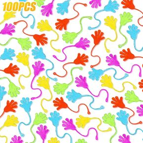 100pcs Stretchy Sticky Toys Party Favors for Kids 4-8, Hands Bulk Goodie Bags Stuffers Birthday Party Supplies Favors for Kids 8-12,Glitter Sticky Pinata Toys Treasure Box Items for Classroom