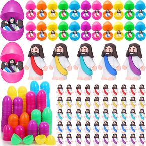 Barydat 240 PCS Mini يسوع شخصيات عيد الفصح مع ألعاب داخل ديني يسوع ألعاب مصغرة يسوع هدايا بيض عيد الفصح.